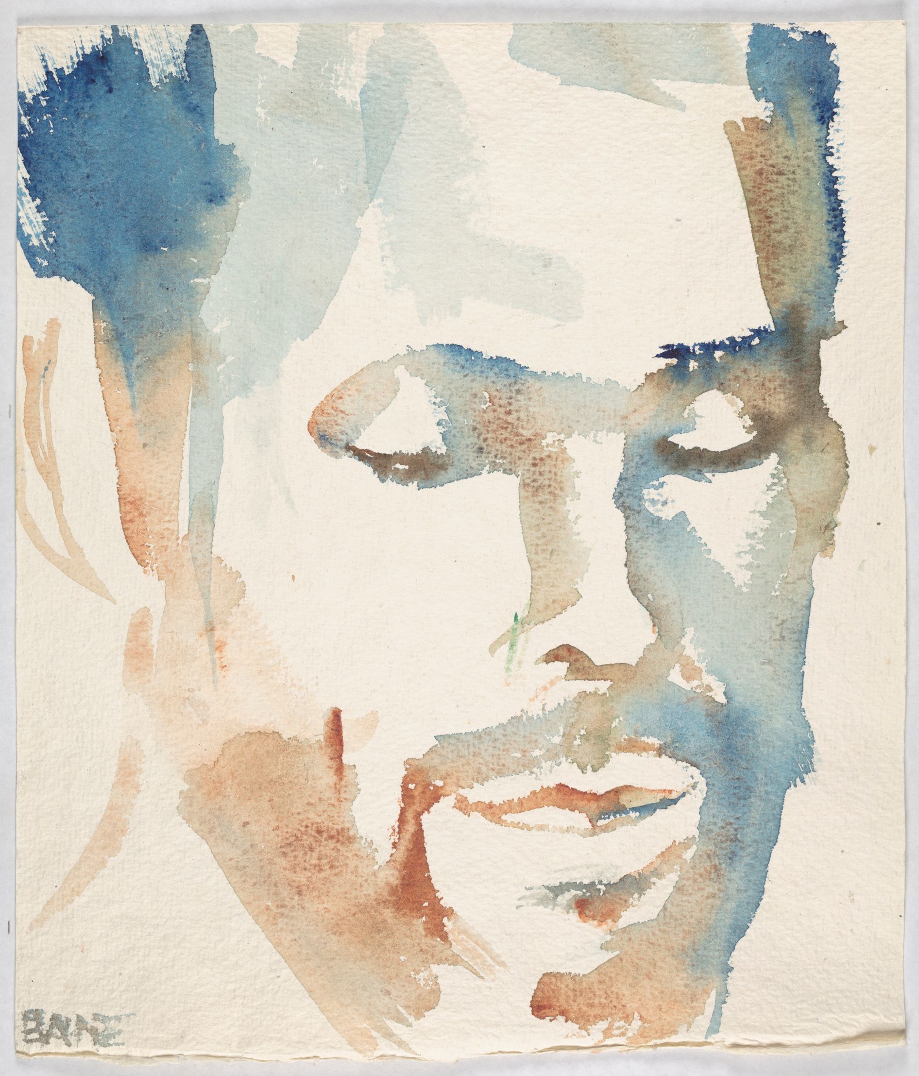 Watercolor portrait of Aaron Coleman by Elaine Goble Dandridge.  