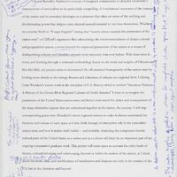 A typed, double-spaced analysis on imagined communities with handwritten notes, including, "How is class involved in these regional conceptualizations?" 