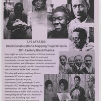 A lavender course flyer for "Black Constellations: Mapping Trajectories in 20th Century Black Poetics."
